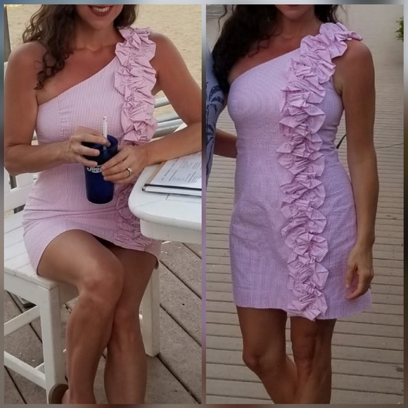 Lilly Pulitzer Dresses & Skirts - Lilly Pulitzer Pink Seersucker ruffle dress 2